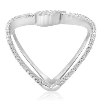 Sterling Silver Cubic Zirconia Open Shank Heart Ring