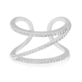 Sterling Silver Cubic Symmetrical Band Open Shank Ring
