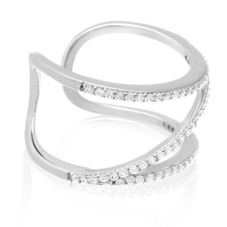 Sterling Silver Cubic Symmetrical Band Open Shank Ring