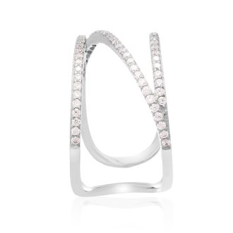 Sterling Silver Cubic Symmetrical Band Open Shank Ring