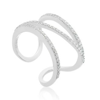 Sterling Silver Cubic Symmetrical Band Open Shank Ring