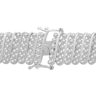 Treat Yourself To This 2 Carat Six Row Diamond Bracelet With Platinum Overlay. Everyone Loves This Wonderful Shimmery Bracelet!