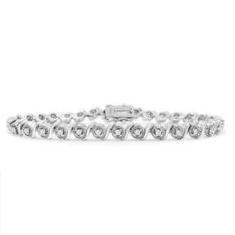 1/2 Carat Natural Diamond Bracelet, Platinum Overlay, 7 Inches
