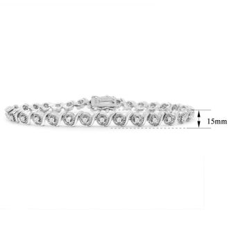 1/2 Carat Natural Diamond Bracelet, Platinum Overlay, 7  Inches Long.  Really A Beautiful Bracelet!  
