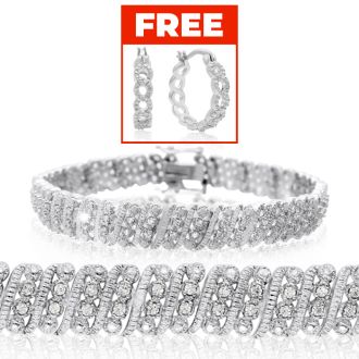 1 Carat Four Row Diamond Bracelet, Platinum Overlay, 7 Inches 