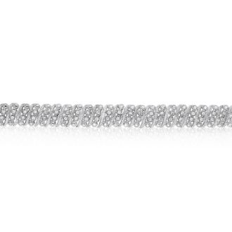 1 Carat Four Row Diamond Bracelet, Platinum Overlay, 7 Inches 