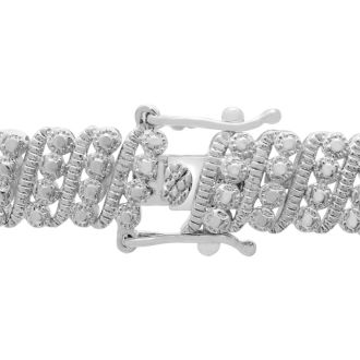 1 Carat Four Row Diamond Bracelet, Platinum Overlay, 7 Inches 