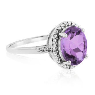2 1/4 Carat Oval Amethyst and Diamond Ring. 4.5 Star Reviewed. 