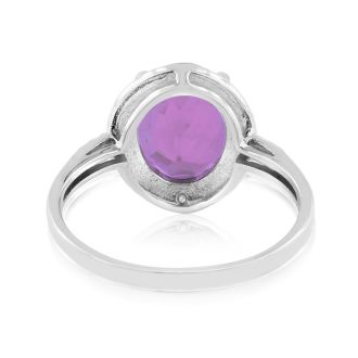 2 1/4 Carat Oval Amethyst and Diamond Ring. 4.5 Star Reviewed. 