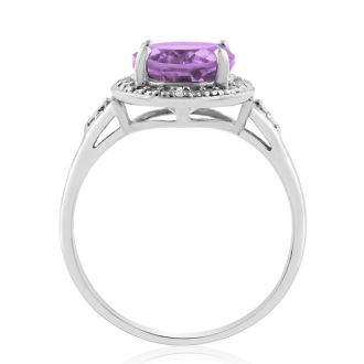 2 1/4 Carat Oval Amethyst and Diamond Ring. 4.5 Star Reviewed. 