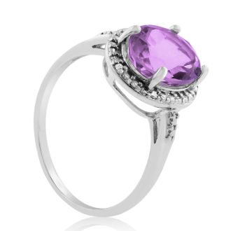 2 1/4 Carat Oval Amethyst and Diamond Ring. 4.5 Star Reviewed. 
