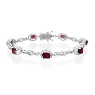 Ruby Bracelet | July Birthstone | 4 1/2 Carat Oval Ruby & Halo Diamond ...