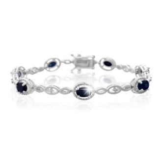 4 1/2ct Sapphire and Diamond Halo Bracelet
