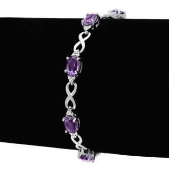 7ct Amethyst and Diamond Infinity Bracelet