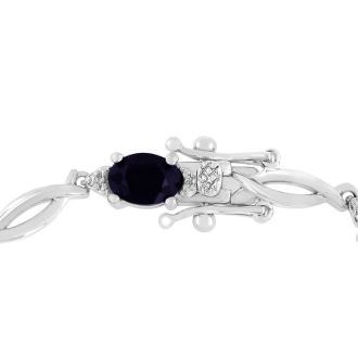 7 Carat Blue Sapphire and Diamond Bracelet In Platinum Overlay, 7 Inches
