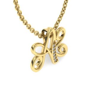 Letter A Diamond Initial Necklace In Yellow Gold With 6 Diamonds