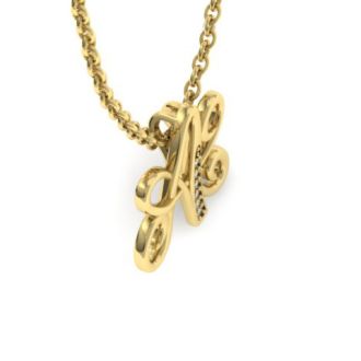 Letter A Diamond Initial Necklace In Yellow Gold With 6 Diamonds