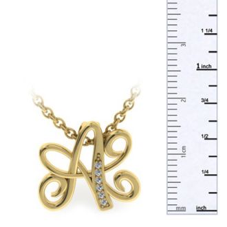 Letter A Diamond Initial Necklace In Yellow Gold With 6 Diamonds