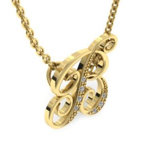 Letter B Diamond Initial Necklace In Yellow Gold With 6 Diamonds