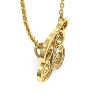 Letter B Diamond Initial Necklace In Yellow Gold With 6 Diamonds