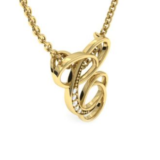 Letter C Diamond Initial Necklace In Yellow Gold With 6 Diamonds