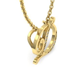 Letter D Diamond Initial Necklace In Yellow Gold With 6 Diamonds