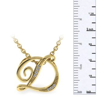 Letter D Diamond Initial Necklace In Yellow Gold With 6 Diamonds