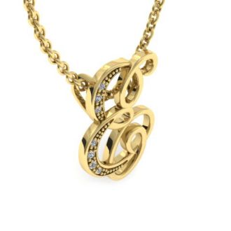 Letter E Diamond Initial Necklace In Yellow Gold With 6 Diamonds