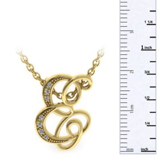 Letter E Diamond Initial Necklace In Yellow Gold With 6 Diamonds