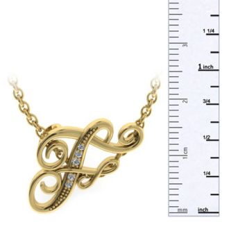 Letter F Diamond Initial Necklace In Yellow Gold With 6 Diamonds