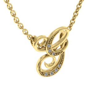 Letter G Diamond Initial Necklace In Yellow Gold With 6 Diamonds