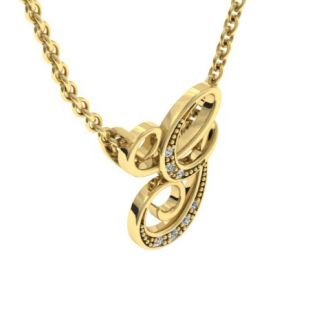 Letter G Diamond Initial Necklace In Yellow Gold With 6 Diamonds