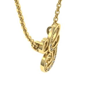 Letter G Diamond Initial Necklace In Yellow Gold With 6 Diamonds