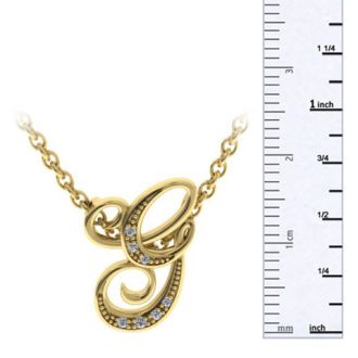 Letter G Diamond Initial Necklace In Yellow Gold With 6 Diamonds
