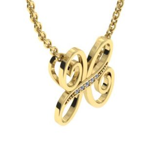 Letter H Diamond Initial Necklace In Yellow Gold With 6 Diamonds