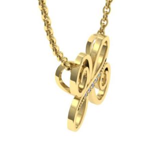 Letter H Diamond Initial Necklace In Yellow Gold With 6 Diamonds