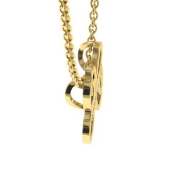 Letter H Diamond Initial Necklace In Yellow Gold With 6 Diamonds