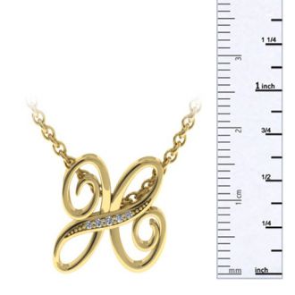 Letter H Diamond Initial Necklace In Yellow Gold With 6 Diamonds