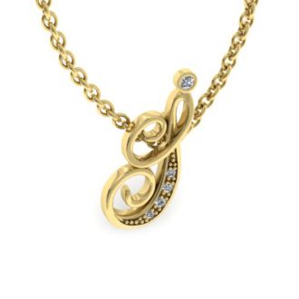 Letter I Diamond Initial Necklace In Yellow Gold With 6 Diamonds