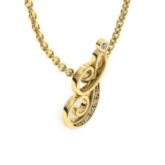 Letter I Diamond Initial Necklace In Yellow Gold With 6 Diamonds