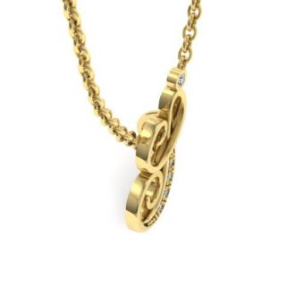 Letter I Diamond Initial Necklace In Yellow Gold With 6 Diamonds