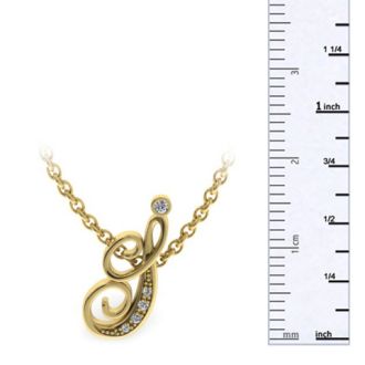 Letter I Diamond Initial Necklace In Yellow Gold With 6 Diamonds