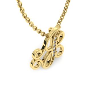 Letter J Diamond Initial Necklace In Yellow Gold With 6 Diamonds