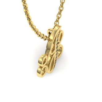 Letter J Diamond Initial Necklace In Yellow Gold With 6 Diamonds