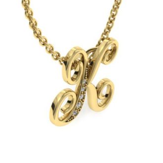 Letter K Diamond Initial Necklace In Yellow Gold With 6 Diamonds