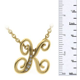 Letter K Diamond Initial Necklace In Yellow Gold With 6 Diamonds
