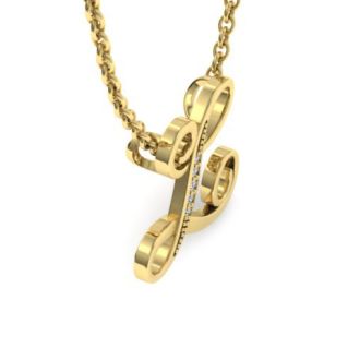 Letter L Diamond Initial Necklace In Yellow Gold With 6 Diamonds
