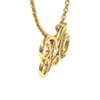 Letter M Diamond Initial Necklace In Yellow Gold With 6 Diamonds