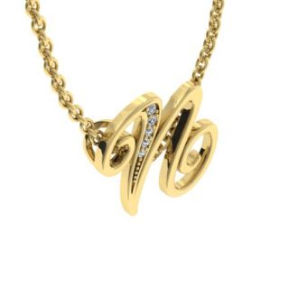 Letter N Diamond Initial Necklace In Yellow Gold With 6 Diamonds