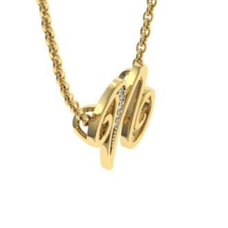 Letter N Diamond Initial Necklace In Yellow Gold With 6 Diamonds